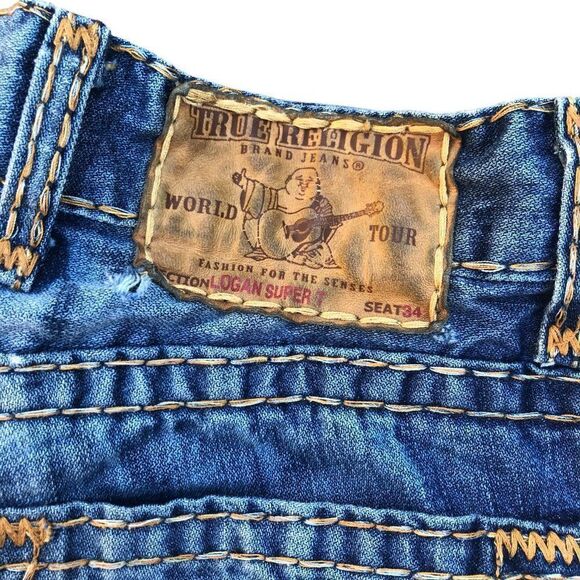 TRUE Religion Jeans Size 33 LOGAN SUPER T Blue - Picture 10 of 10